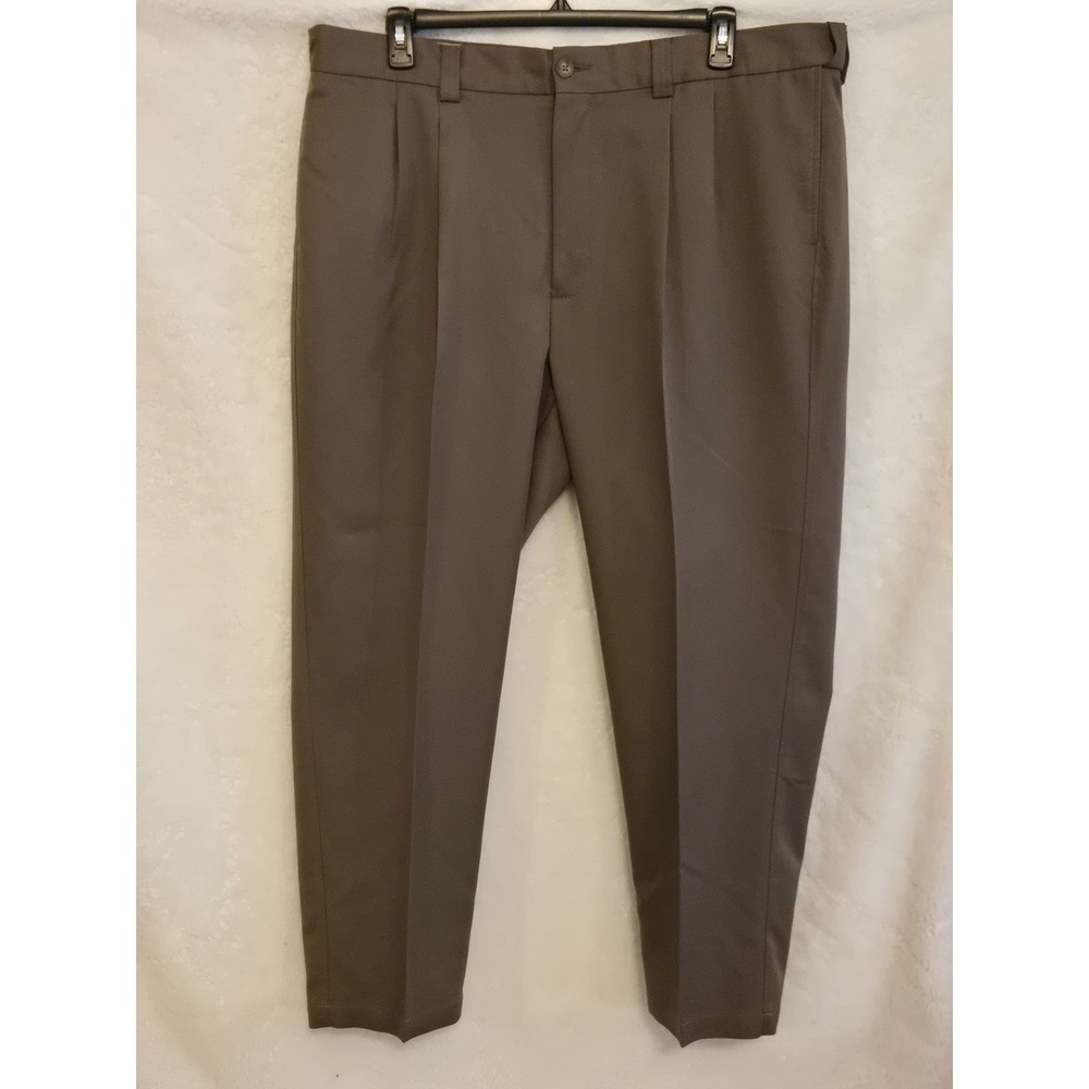 Oak Hill Mens 42×30 Pleated Dress Pants Taupe Brown Classic Fit Trousers